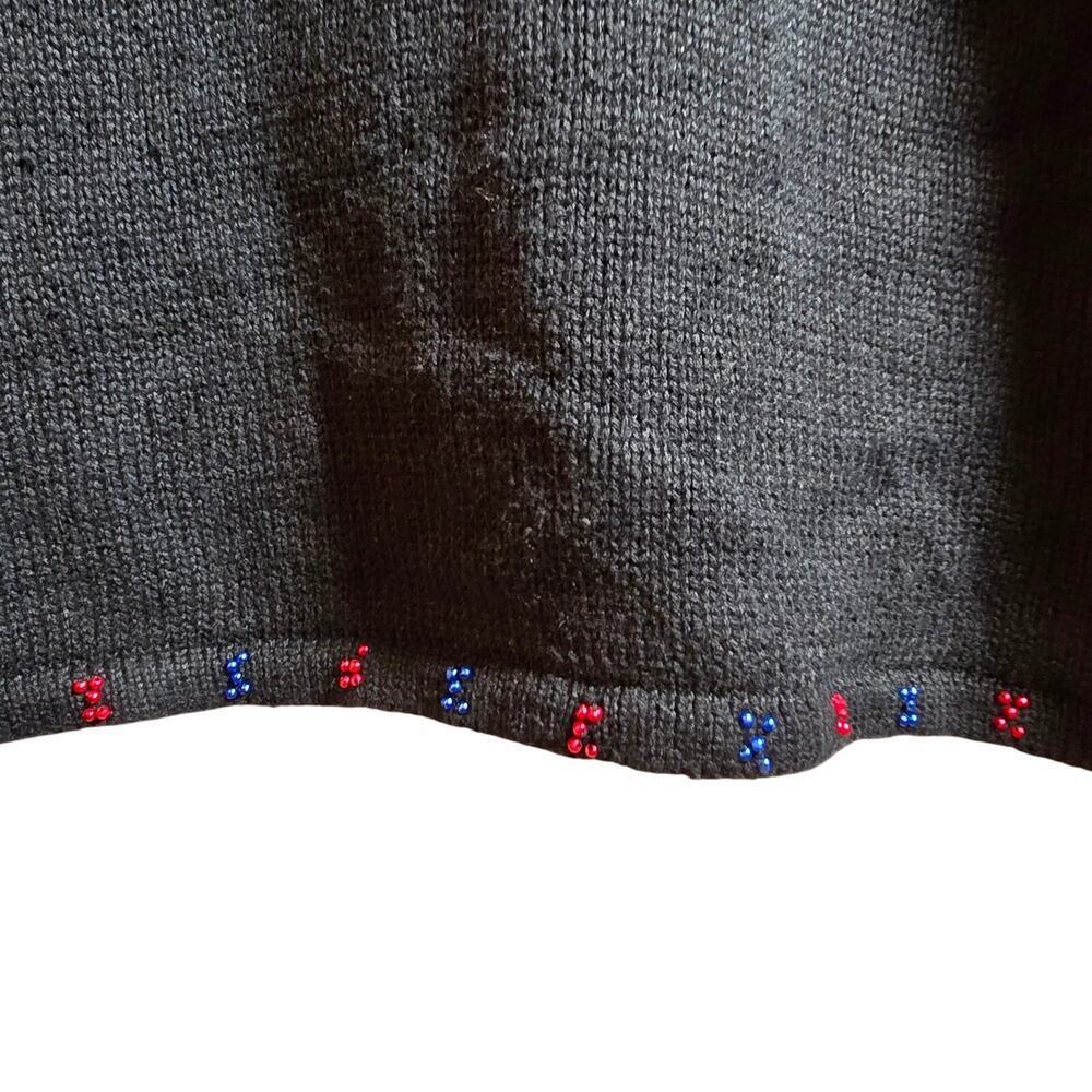 Hampshire Studio Vintage Holiday Sweater Zip Front Faux Fur Womens Size Large - Picture 12 of 13
